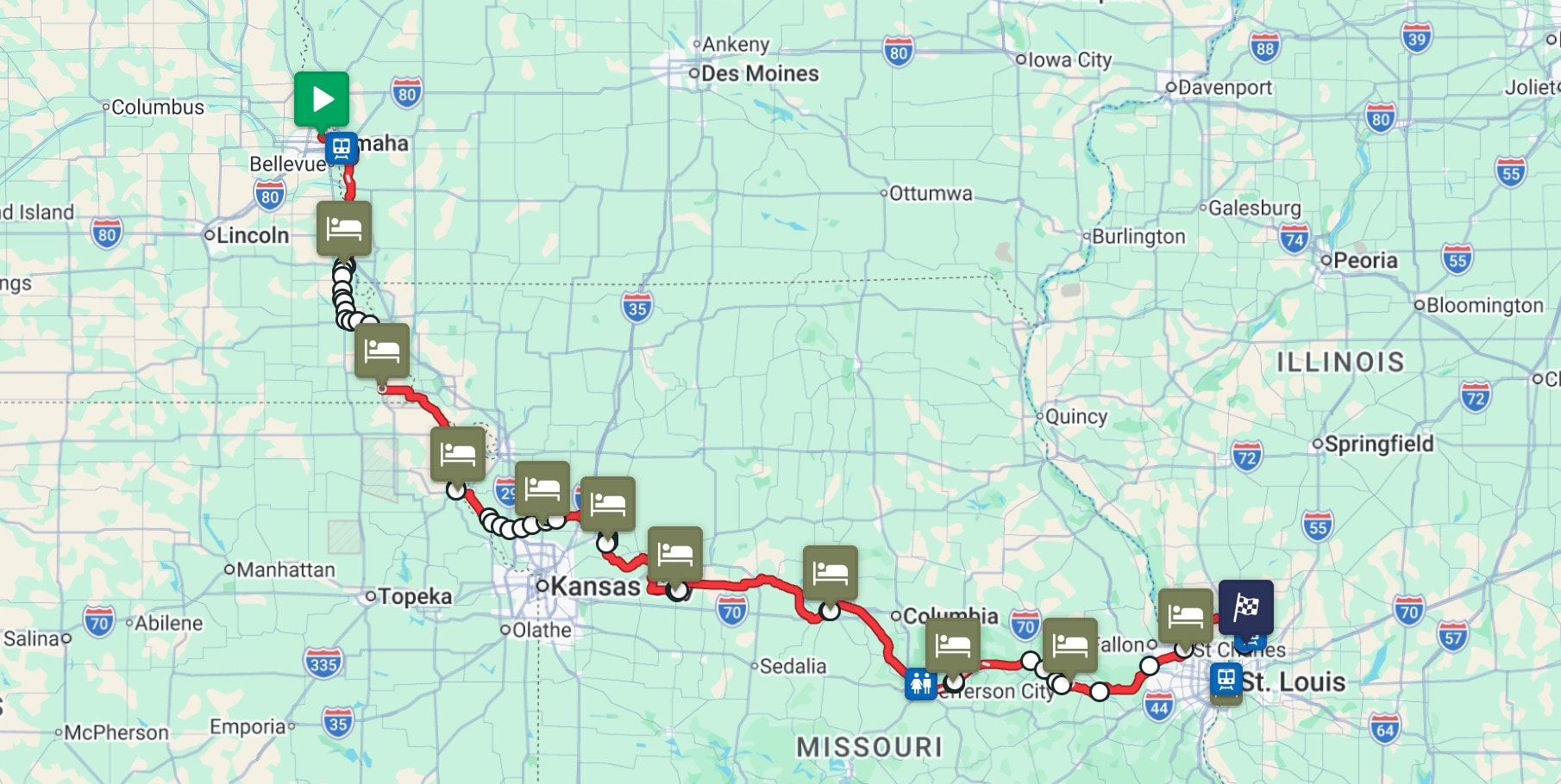 The Route map for Bike for 1-in-6